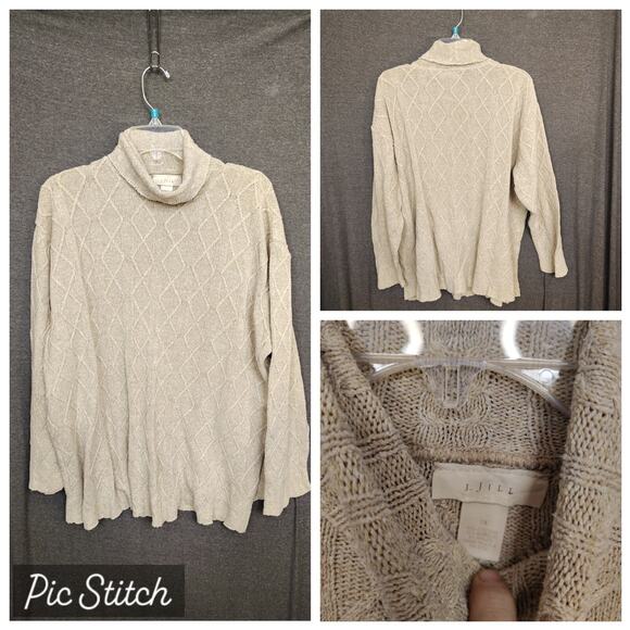 J. Jill Sweaters - J Jill Womens Sz 1X Turtle Neck Beige Sweater Pullover Long Sleeve Cotton Blend